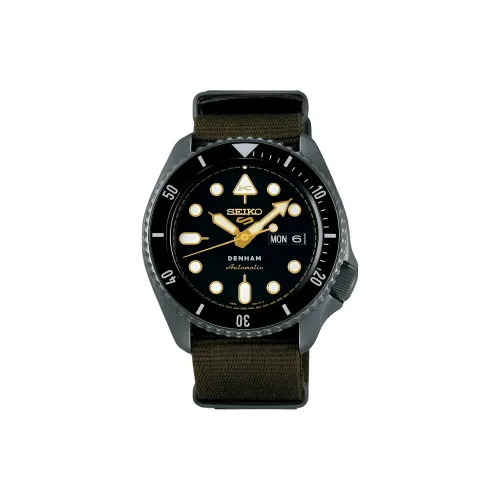 SEIKO Size 5 Sports Collection Автоматический Механический Механизм Нylon Ремешок Часы 42,5 мм Мужские Часы Черный Циферблат