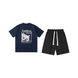 Темно-синий (Темно-синий топ + черные шорты)