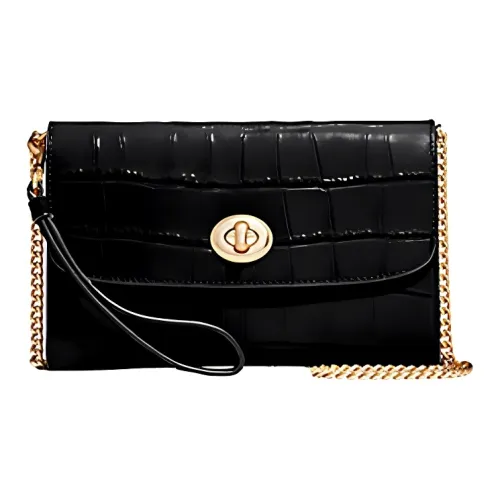 COACH Крокодил Тисненая кожа Сумка через плечо Женская Черная