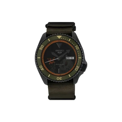 SEIKO Size 5 Sports Collection Автоматический Механический Механизм Нylon Ремешок Часы 42,5 мм Мужские Часы Черный Циферблат