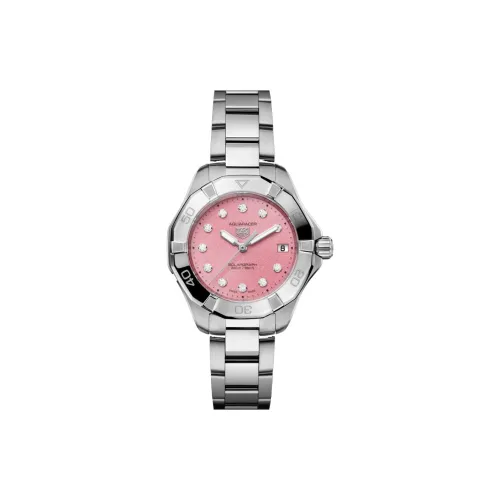 TAG Heuer Aquaracer Collection Кварцевый механизм Женские часы 34 мм Розовый циферблат Корпус из нержавеющей стали