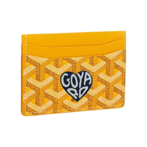 GOYARD Saint Sulpice Холст с кожей Собака's Teeth Картхолдер Картхолдер Унисекс Желтый Темно-синий Маленькое сердце