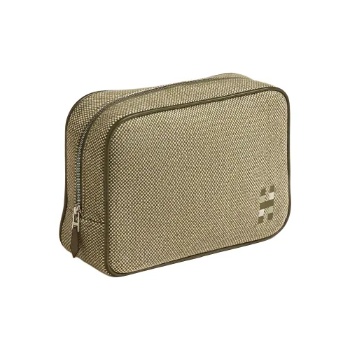 HERMES Шерсть Путешествие Сумка для хранения Tubas Женская Зеленая Мousse