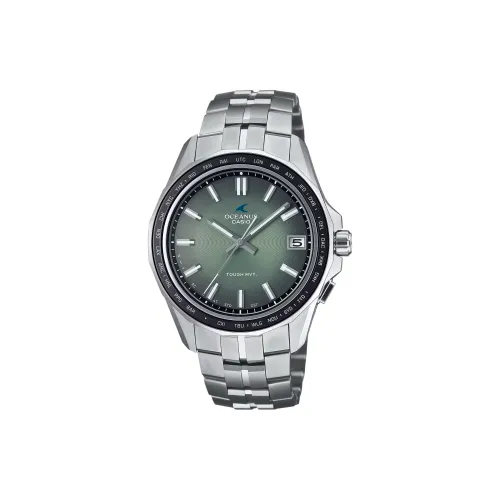 CASIO RETRO TONE Collection Солнечный кварцевый механизм Титан Ремешок Часы Мужские Циферблат Зеленый