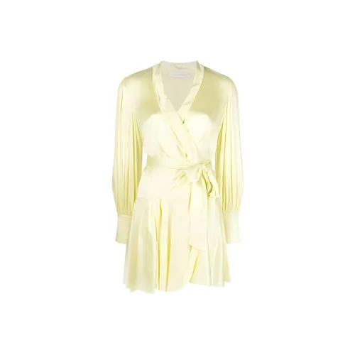 Zimmermann Длинное платье с длинными рукавами женское светло-желтое