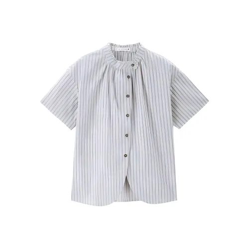 Giordano 06 Голубой бежевый Полосы Предзаказ, SHIPS ON 6,4 Женские Рубашки