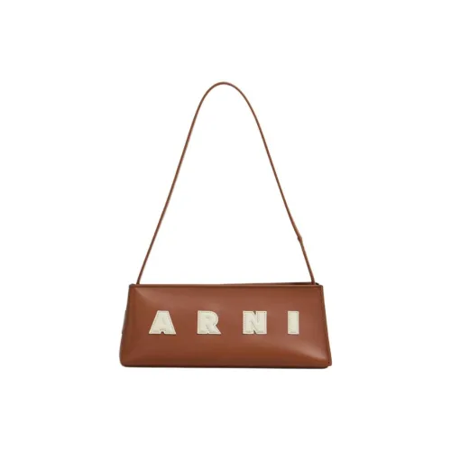 MARNI Телячья кожа Сумка-багет Женская Коричневая
