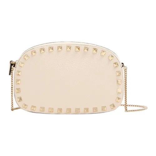 Valentino Rockstud Крупнозернистая текстура Телячья кожа Сумка через плечо Мини Женская Светлый слоновая кость