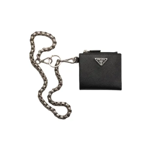 PRADA Saffiano Телячья кожа Кошелек Маленький Женский Черный
