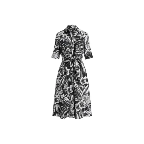 LAUREN RALPH LAUREN Черное Женское Короткое Платье с Рукавами
