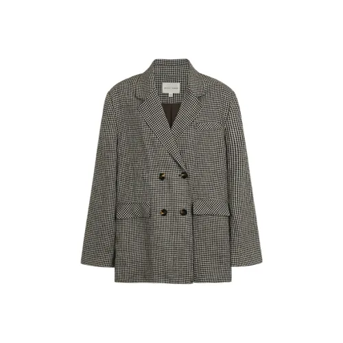 ABOUTPOEM Linen Black Grid Women's Business Suits