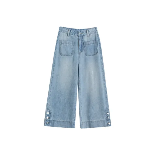 YICHEN Винтажные синие укороченные женские джинсы