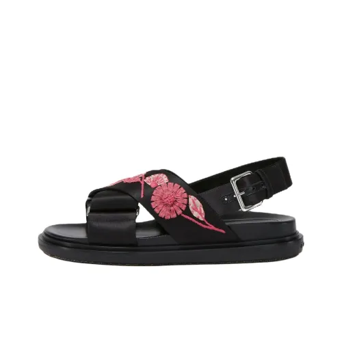MARNI Fussbett Цветочный Аппликация One Ремень Сандалии Женские Черный
