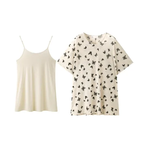 Meonsill Абрикос + Бабочка Двухкомпонентный Набор S44153 Женские Ночные Сорочки