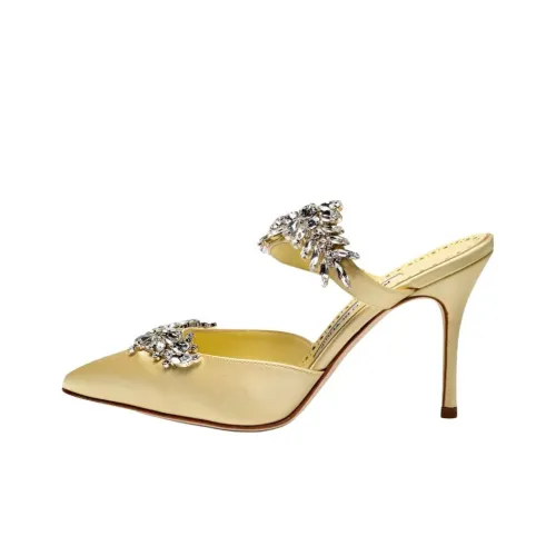 MANOLO BLAHNIK Домашние тапочки 9 см Женские Светло-желтые