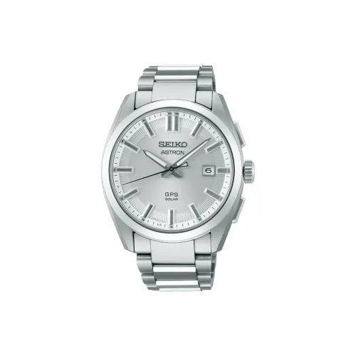 SEIKO Astron Series Солнечный Кварцевый Механизм Титан Ремешок Часы 41 мм Мужские Часы Серебристый Циферблат