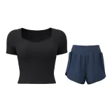 Комплект с коротким рукавом - Звездообразующий черный + Китово-синий