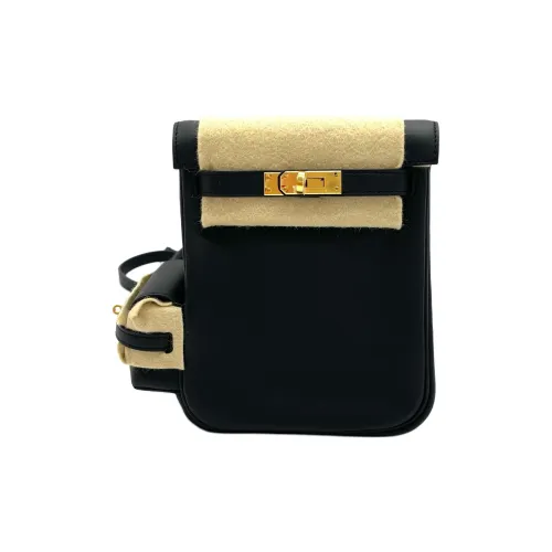 HERMES Kelly Jump Swift Кожа Рюкзак Женские 89 Nior Черный