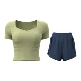 [Короткий рукав Комплект] Кардамон Зеленый + Кит Синий