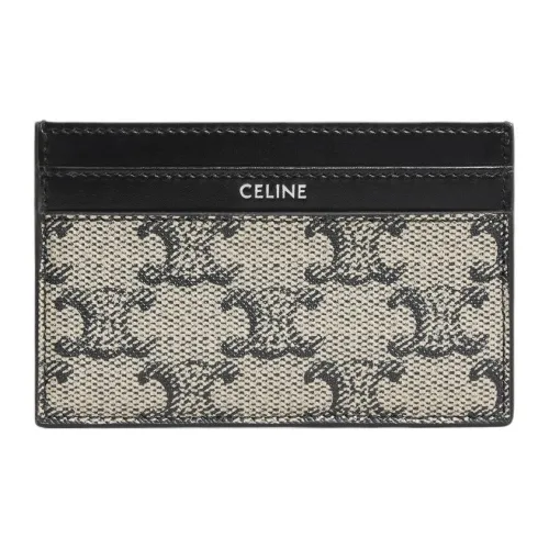CELINE Triomphe Холст Картхолдер Средний Женский Серый и Черный