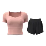 [Комплект с коротким рукавом] Барби розовый + Звездный черный