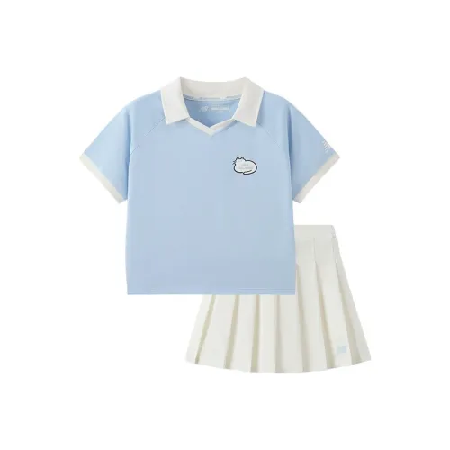 Детский возраст 3-7 лет New Balance совместный бренд x BLANK CAT Комплект с юбкой SS25 2 предмета Набор Белый