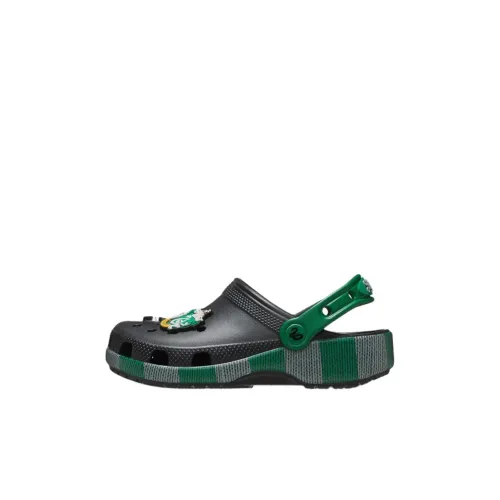 Crocs Classic Clog Slip-Resistant Abrasion-Resistant Low Top Children's Sandals Black Green Children's Crocs Classic Clog Slip-Resistant Abrasion-Resistant Низкие Топы Детские Сандалии Черные Зеленые Детские