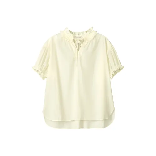 Fstudio Корейский стиль V-образный вырез Кружево с отделкой Топ Кружево Вверх Короткий рукав Рубашка Женская