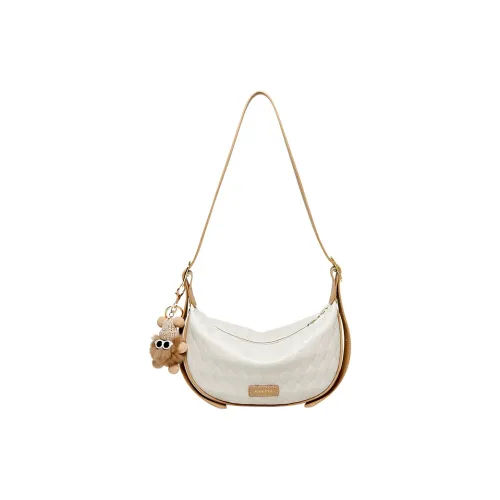 Narandu Сумка из коровьей кожи "Пельмени" "Полумесяц" Сумка через плечо Женская Экрю и Абрикос Карамельный Коричневый