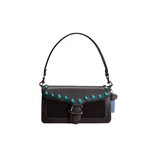 COACH Tabby Полированная кожа с зерном телячья кожа и замша сумка через плечо женская черная