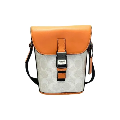 COACH Сумка через плечо из холста и кожи мини мужская мел белый и конфетный апельсин