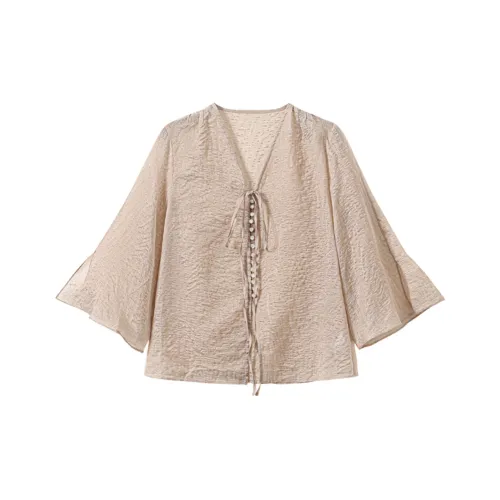 SHUXI Шавед Ледяная Пряжа Женские Рубашки