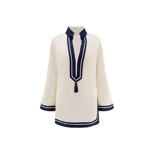 TORY BURCH Длинное платье с длинными рукавами женское белое