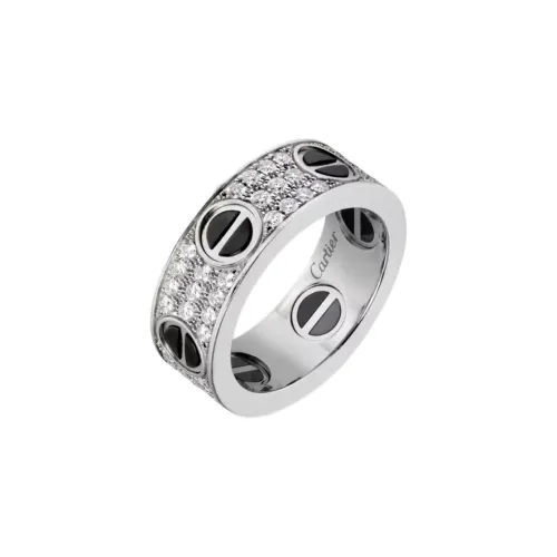 Cartier Кольцо LOVE, Бриллиантовое Паве, Керамика Белое Золото, Керамика, Бриллианты