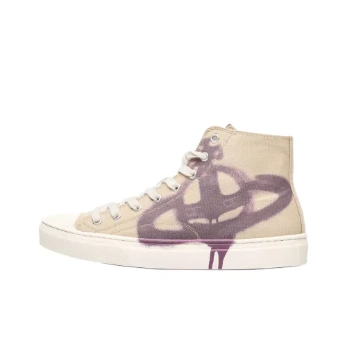 Vivienne Westwood Canvas Shoes High Top Beige Men's