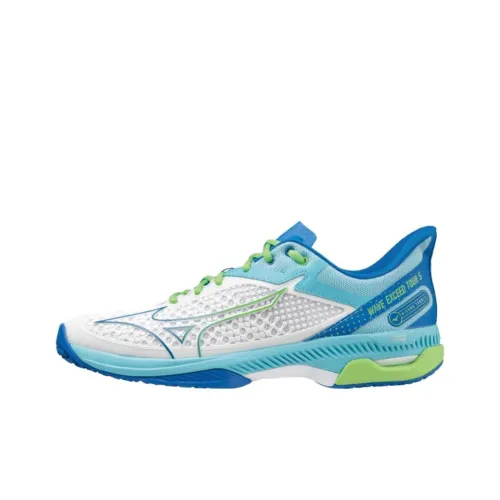 Mizuno Wave Exceed Tour 5 Slip-Resistant Abrasion-Resistant Low-Top Tennis Shoes Unisex White Blue Мицубо Wave Exceed Tour 5 Противоскользящие Устойчивые к Износу Низкие Кроссовки для Тениса Унисекс Белый Синий