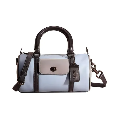 COACH Barrel Перчаточная дубленая кожа Бостонская сумка Сумка через плечо Сумка среднего размера Женская