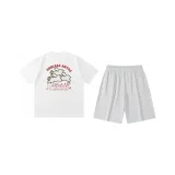 White (Белый топ + Цветочные серые шорты)