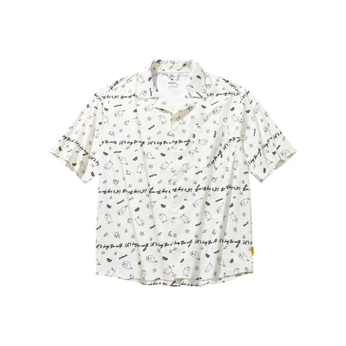 ANTA x HAIBAOKANKAN LIANMINGKUAN Life Collection Рубашка Мужская Айвори Белый С принтом по всей поверхности