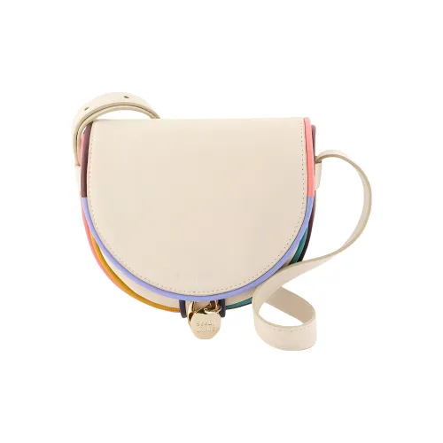 See By Chloe Smooth Calfskin Saddle Bag Crossbody Bag Women's Beige