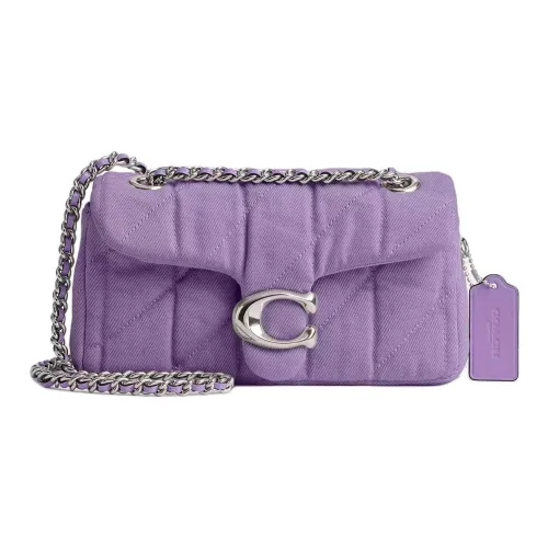 COACH Tabby Лоскутное шитье Деним Сумка через плечо Маленькая Женская Фиолетовая