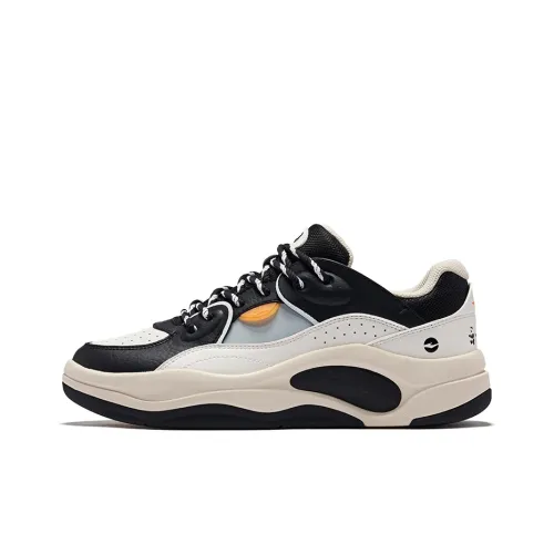 Erke Slip-Resistant Abrasion-Resistant Low-Top Skateboard Shoes Men's Microcrystalline White Jet Black