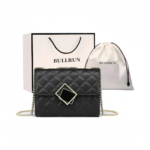 Bullrun Синтетическая кожа Маленькая квадратная сумка сумка через плечо плечевая сумка Женская Черная