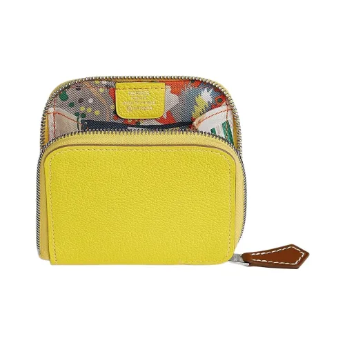 HERMES Silk'In Evercolor BARENIA Телячья кожа Мелочь Кошелек Женские Лаймово-серый Апельсин Цвет серой чайки