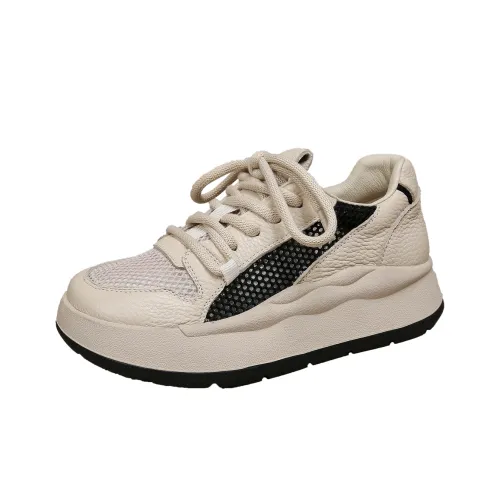 Forest Princess Дышащий Низкий Топ Повседневная Обувь Женская Бежевая и Черная