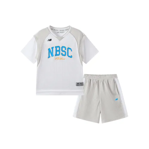 New Balance совместный бренд Повседневная спортивная одежда NB 2 предмета комплект Светло-серый для детей 3-7 лет