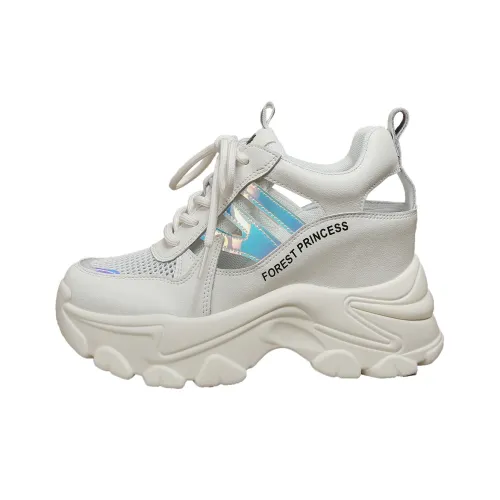 Forest Princess Дышащий Низкий Топ Кроссовки с Толстой Подошвой Женские Белые