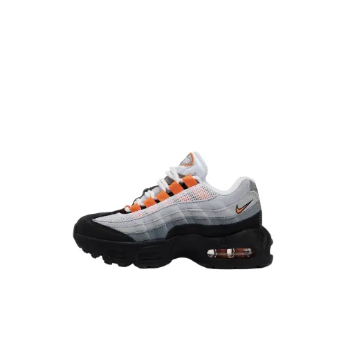 Nike Air Max 95 Детская беговая обувь Низкий топ Белый/Ярко-оранжевый/Волчий серый/Светло-дымчатый серый/Черный Для дошкольников