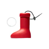 Красный ботинок, подвеска, белый круг, черный шнур