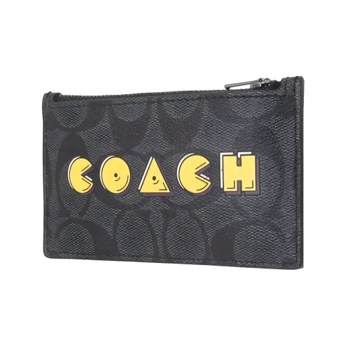 COACH Кошелек для карт с покрытием из холста утонченная телячья кожа кошелек для монет держатель для карт мужской черный